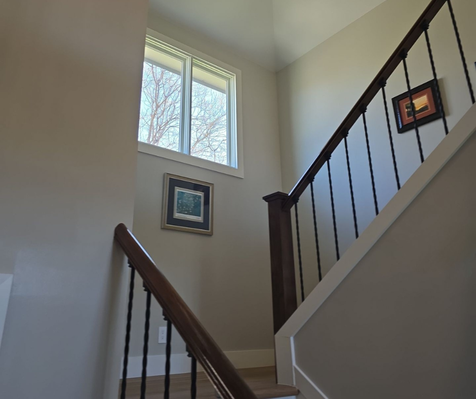 Photo of a freshly painted staircase in a house