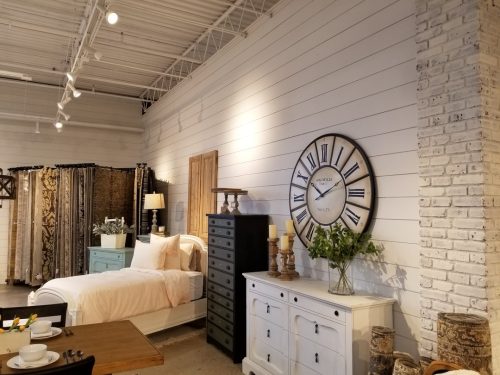 Showroom Painting. White Washed Brick Painting