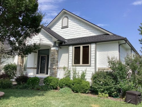 White-Brick-Grey-Trim-Front